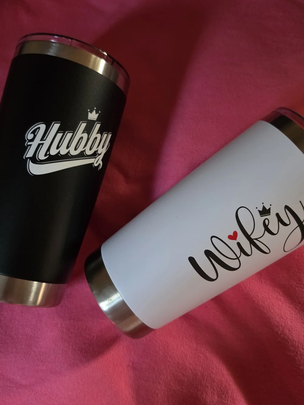 Hubby & Wifey Stainless Steel Tumbler Set - Black & White